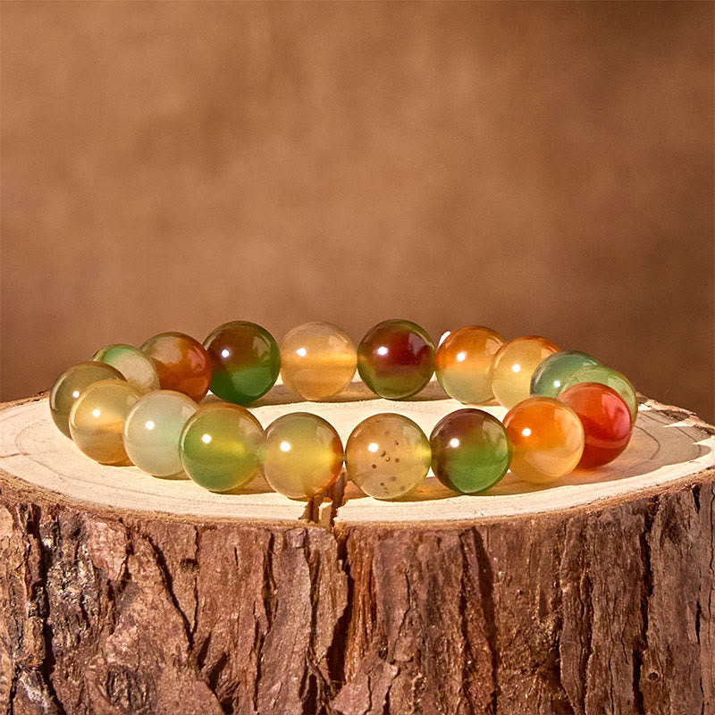 Wear FengShui Natural Colorful Peacock Agate Courage Purify Bracelet