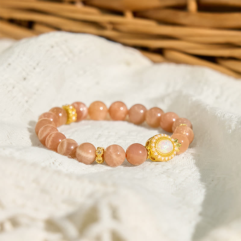 Wear FengShui Natural Peach Moonstone Adjustable Soothing Bracelet
