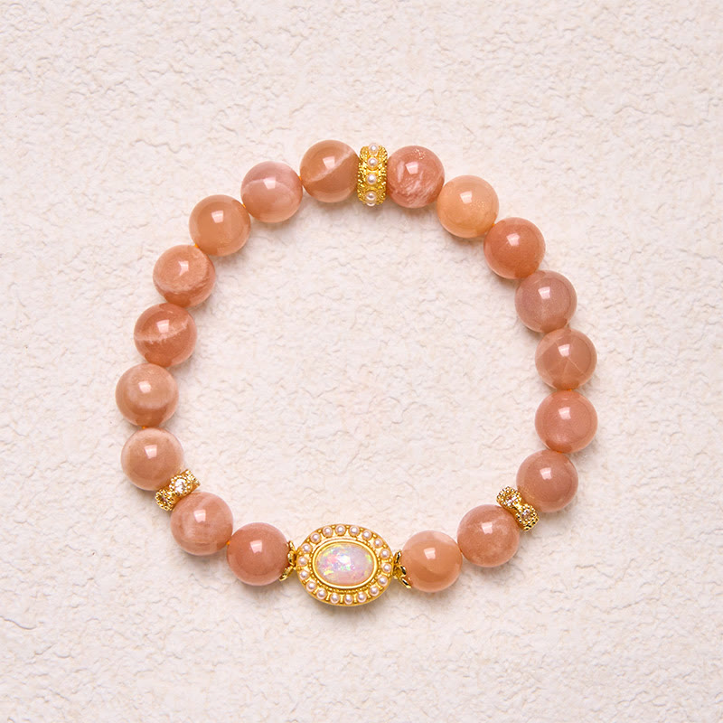 Wear FengShui Natural Peach Moonstone Adjustable Soothing Bracelet
