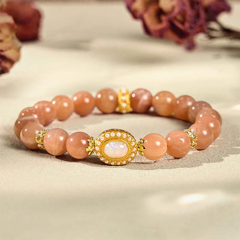 Wear FengShui Natural Peach Moonstone Adjustable Soothing Bracelet