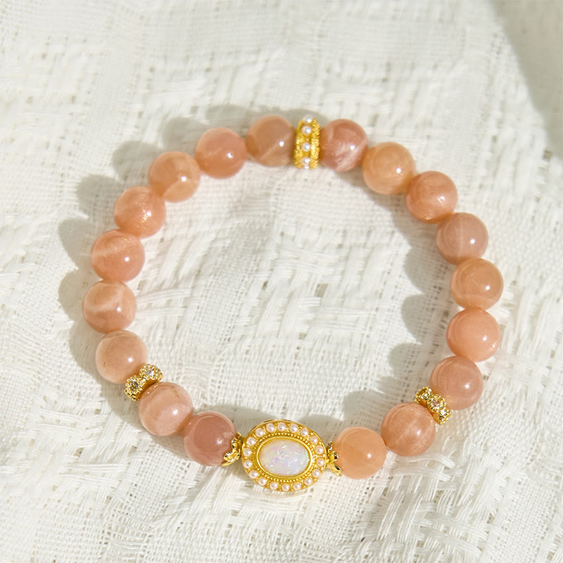 Wear FengShui Natural Peach Moonstone Adjustable Soothing Bracelet