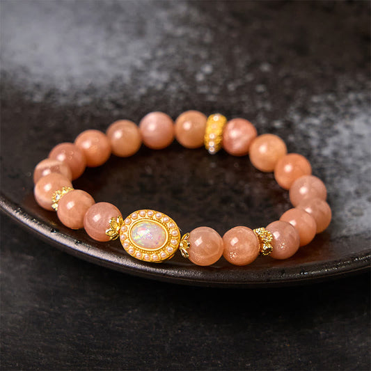 Wear FengShui Natural Peach Moonstone Adjustable Soothing Bracelet