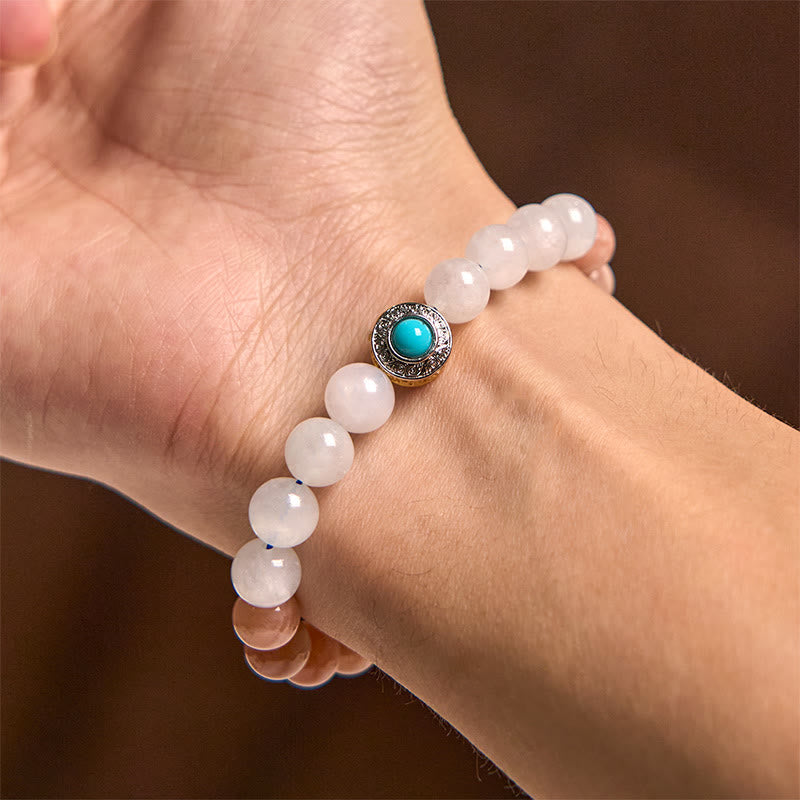 Wear FengShui Natural Peach Moonstone Aquamarine Soothing Bracelet