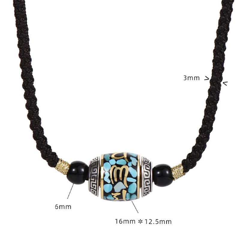 Wear FengShui Tibet Om Mani Padme Hum Dzi Bead Pattern Protection Rotatable Necklace Pendant