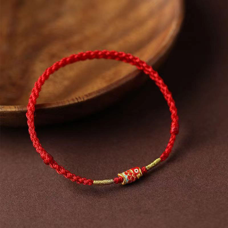 Wear FengShui Koi Fish Handmade Braided Red String Bracelet