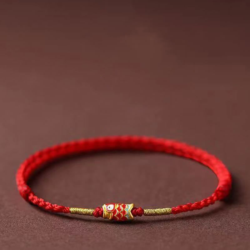 Wear FengShui Koi Fish Handmade Braided Red String Bracelet