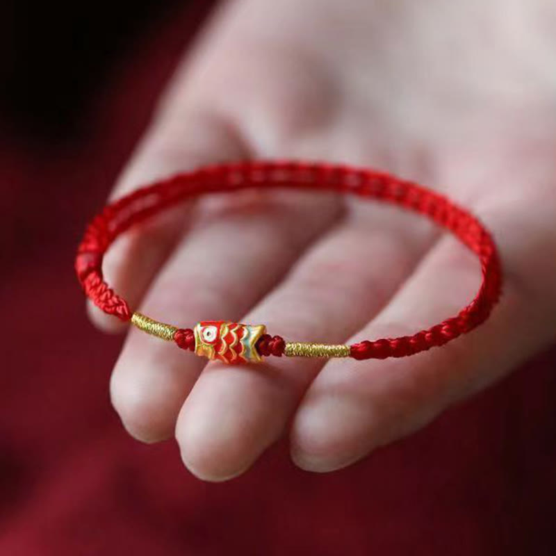 Wear FengShui Koi Fish Handmade Braided Red String Bracelet