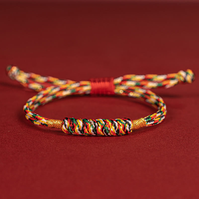 Wear FengShui Handmade Braided Red String Happy Knot Flat Knot Colorful Rope Bracelet