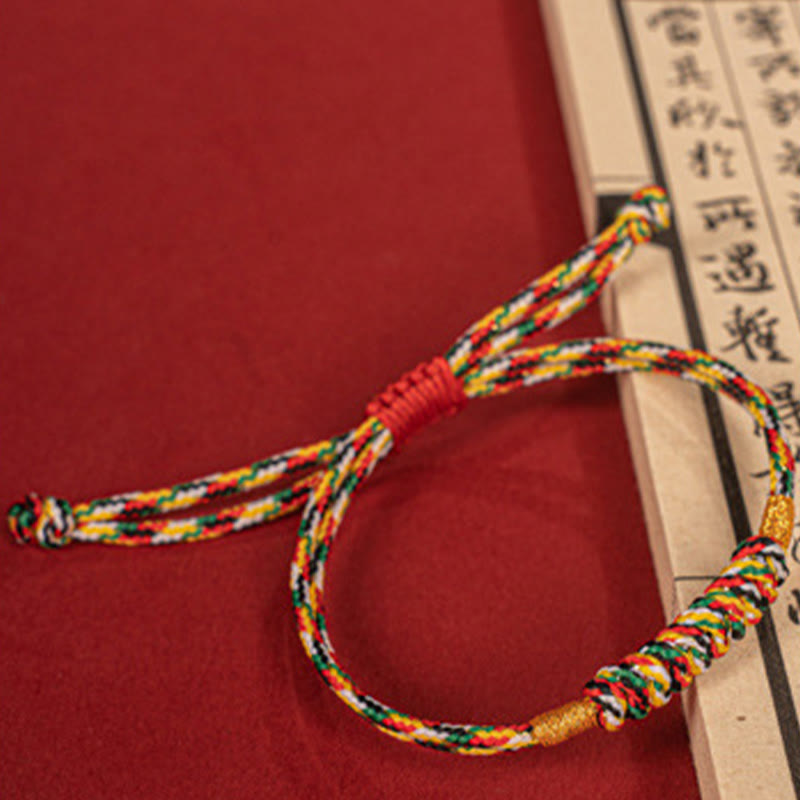 Wear FengShui Handmade Braided Red String Happy Knot Flat Knot Colorful Rope Bracelet