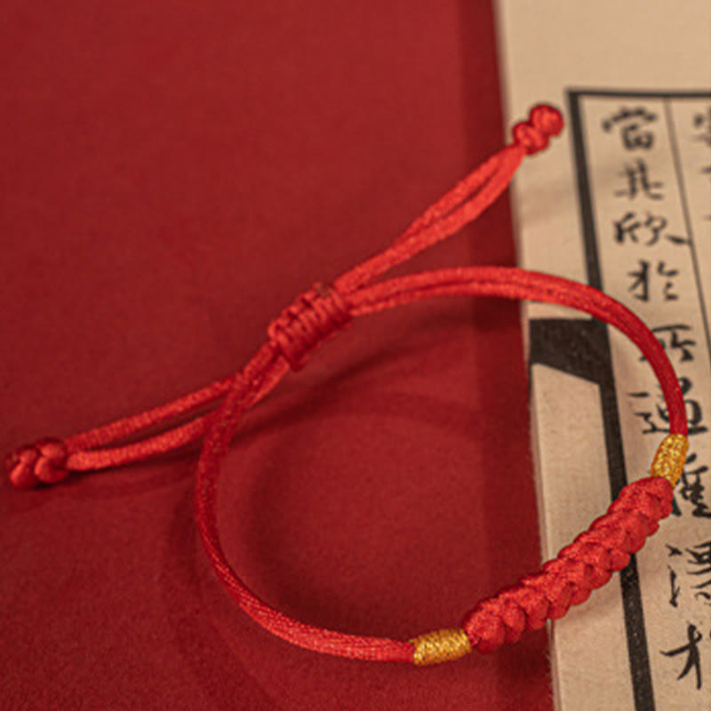 Wear FengShui Handmade Braided Red String Happy Knot Flat Knot Colorful Rope Bracelet