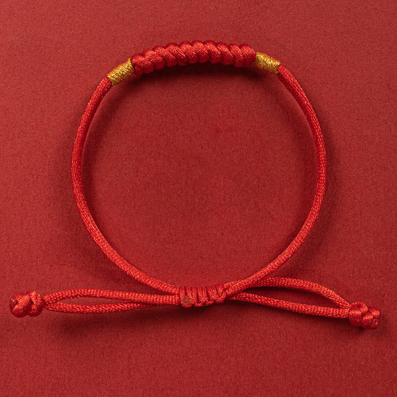 Wear FengShui Handmade Braided Red String Happy Knot Flat Knot Colorful Rope Bracelet