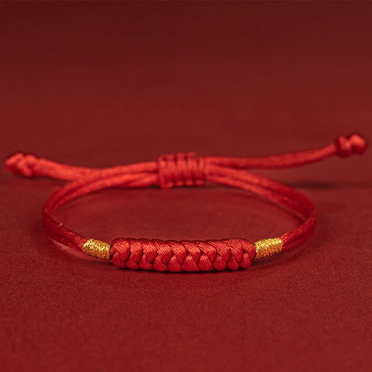 Wear FengShui Handmade Braided Red String Happy Knot Flat Knot Colorful Rope Bracelet