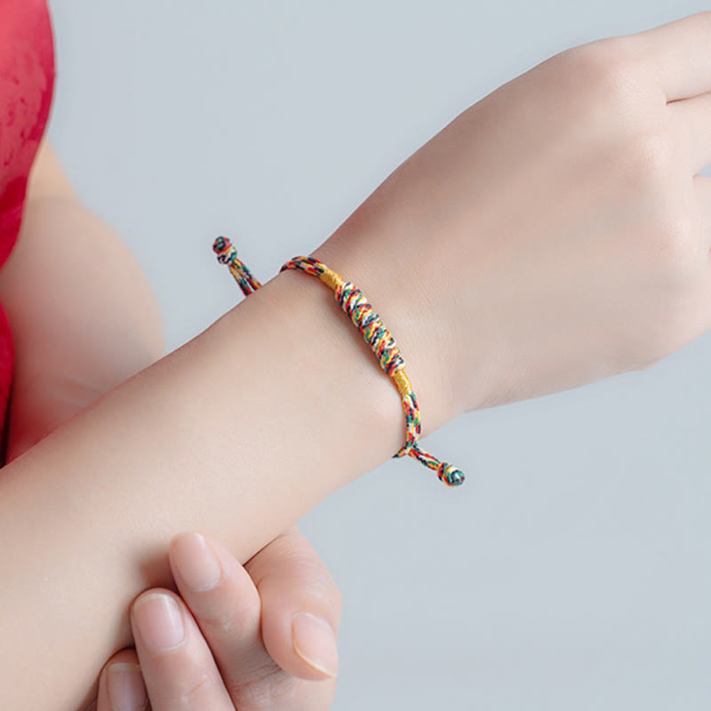 Wear FengShui Handmade Braided Red String Happy Knot Flat Knot Colorful Rope Bracelet