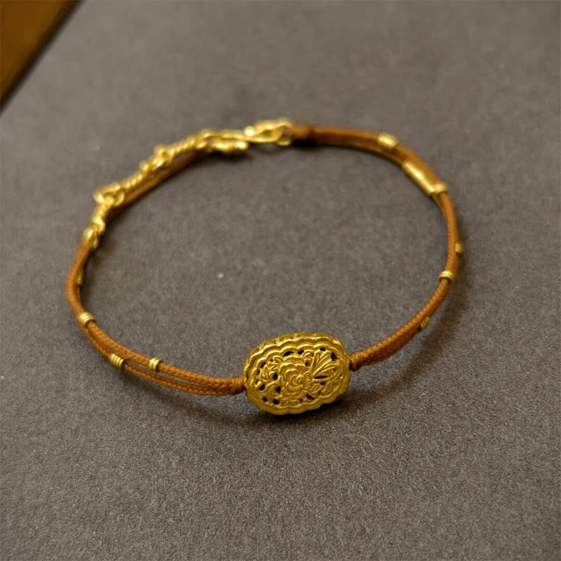 Wear FengShui Handmade Copper Gold Plated Peony String Balance Bracelet