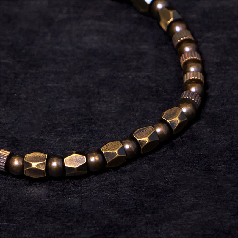 Wear FengShui Retro Distressed Irregular Design Copper Brass Luck Bracelet