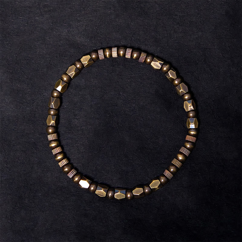Wear FengShui Retro Distressed Irregular Design Copper Brass Luck Bracelet