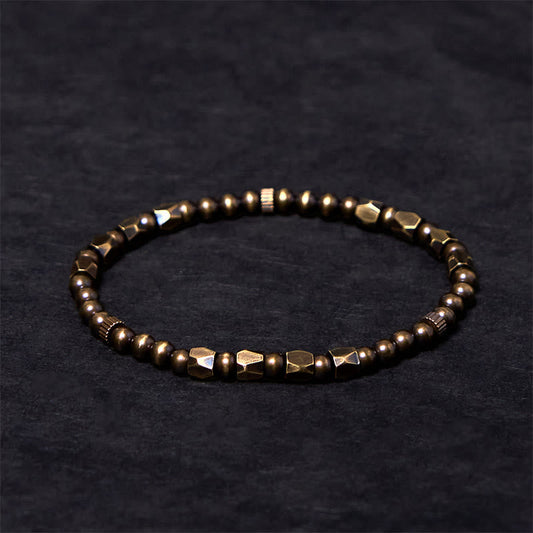 Wear FengShui Vintage Distressed Simple Design Copper Brass Beads Wealth Bracelet