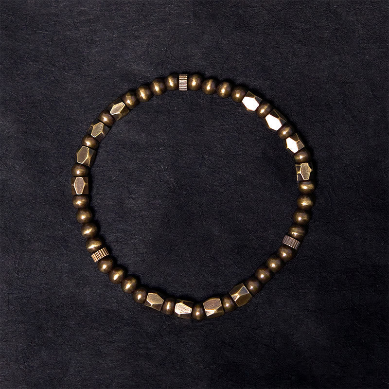 Wear FengShui Vintage Distressed Simple Design Copper Brass Beads Wealth Bracelet