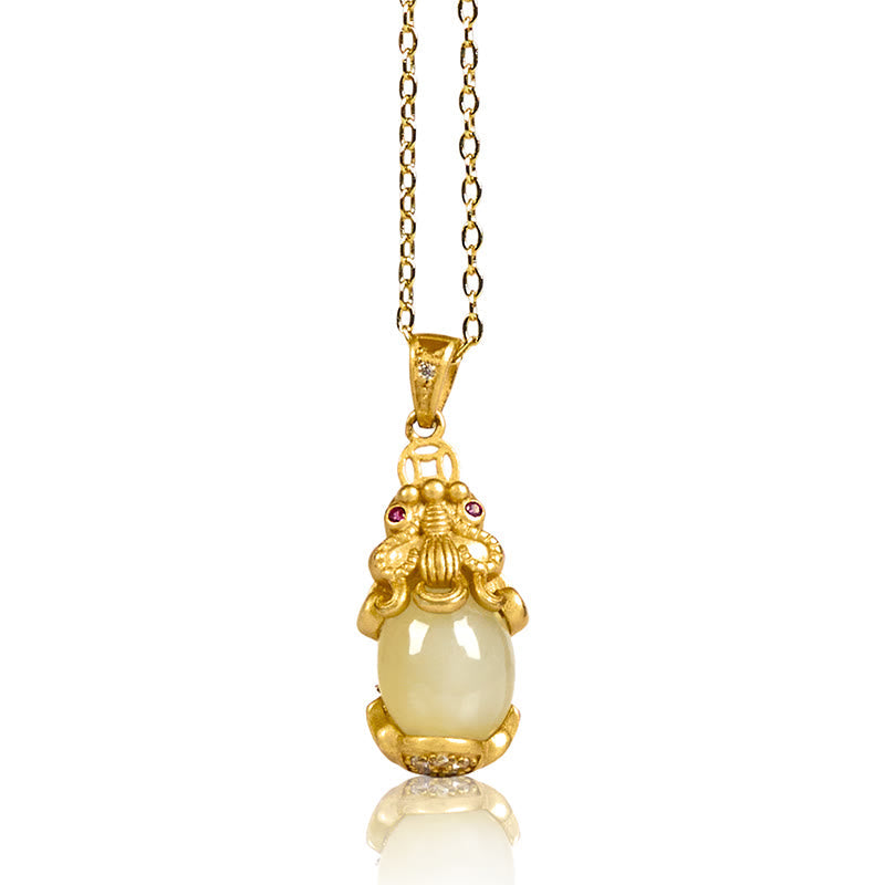 Wear FengShui White Jade PiXiu Wealth Luck Chain Necklace Pendant