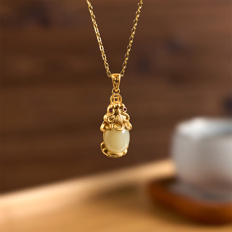 Wear FengShui White Jade PiXiu Wealth Luck Chain Necklace Pendant