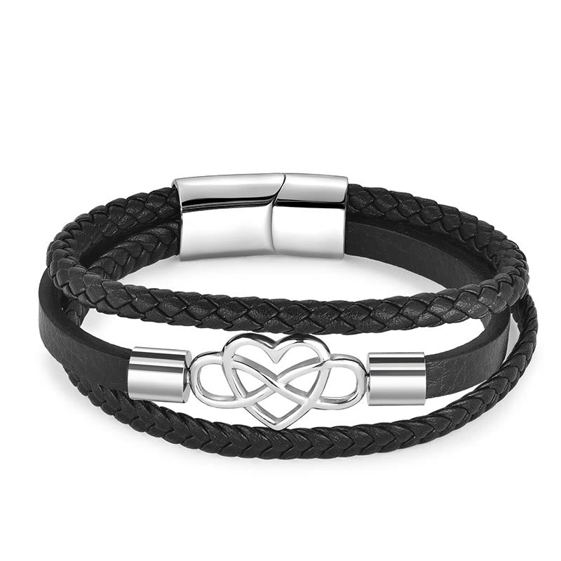 Wear FengShui Geometric Leather Titanium Steel Strengthen Buckle Bracelet