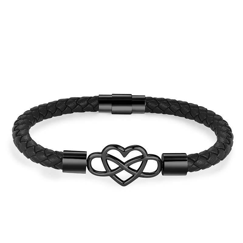 Wear FengShui Geometric Leather Titanium Steel Strengthen Buckle Bracelet