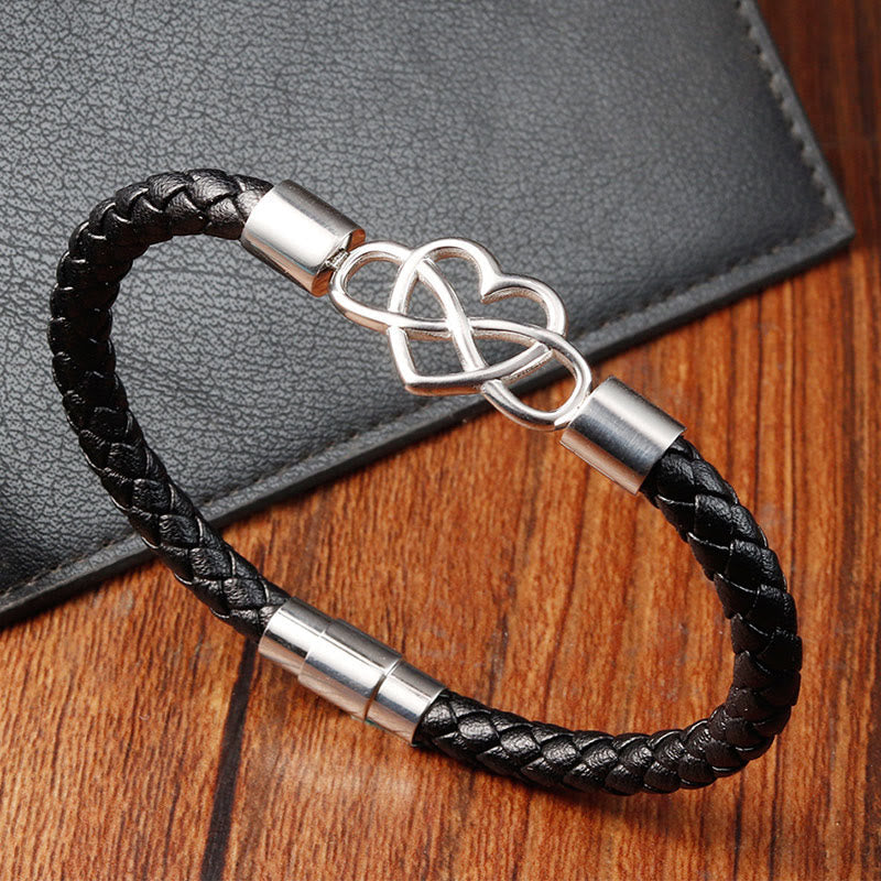 Wear FengShui Geometric Leather Titanium Steel Strengthen Buckle Bracelet