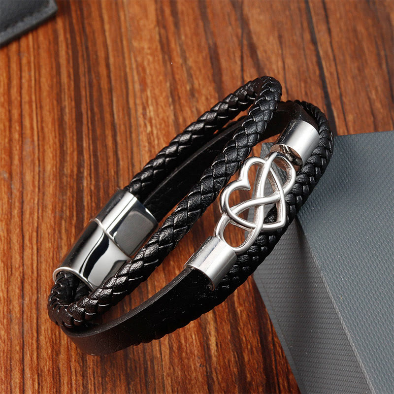Wear FengShui Geometric Leather Titanium Steel Strengthen Buckle Bracelet
