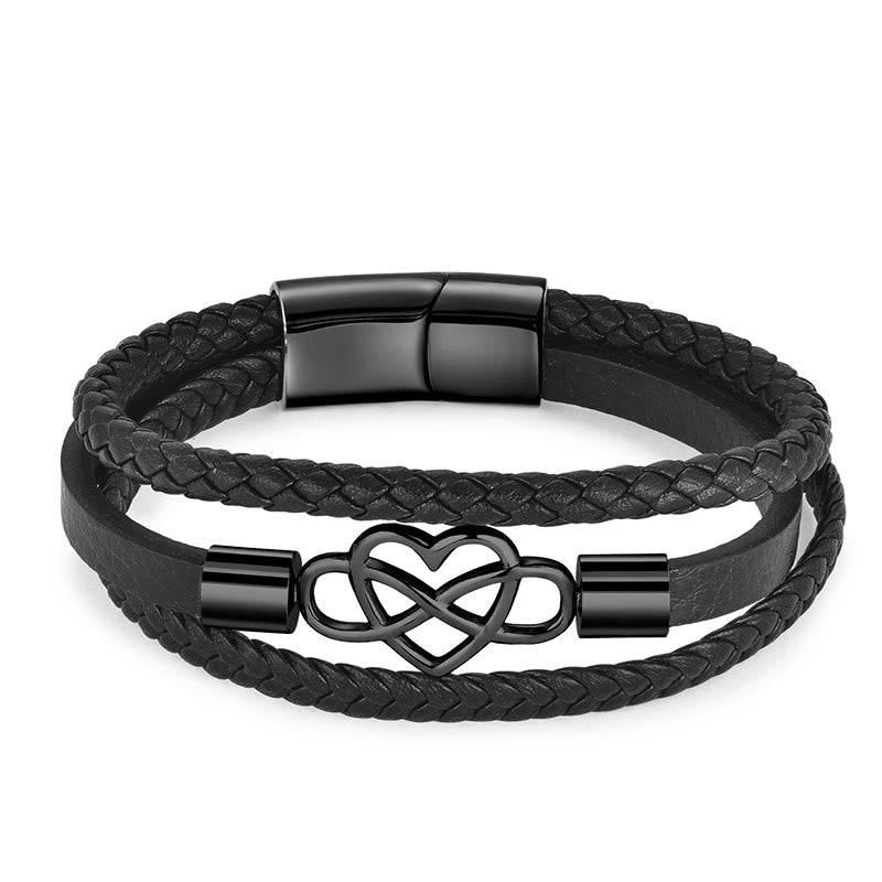 Wear FengShui Geometric Leather Titanium Steel Strengthen Buckle Bracelet