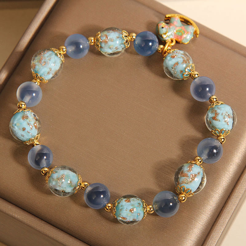 Wear FengShui Natural Candy Agate White Crystal Year Of The Horse Strength Bracelet