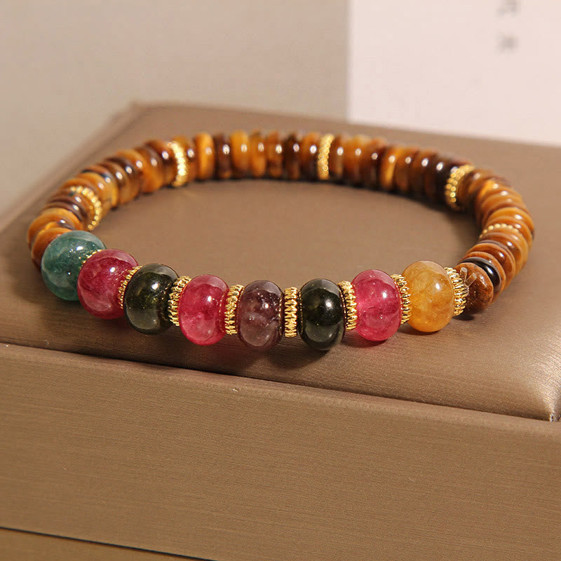Wear FengShui Natural Tiger Eye Tourmaline Strength Bracelet