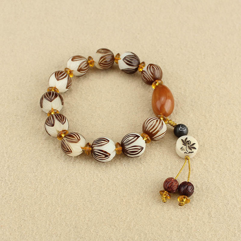 Wear FengShui Tibetan Mala White Bodhi Seed Peace Bracelet
