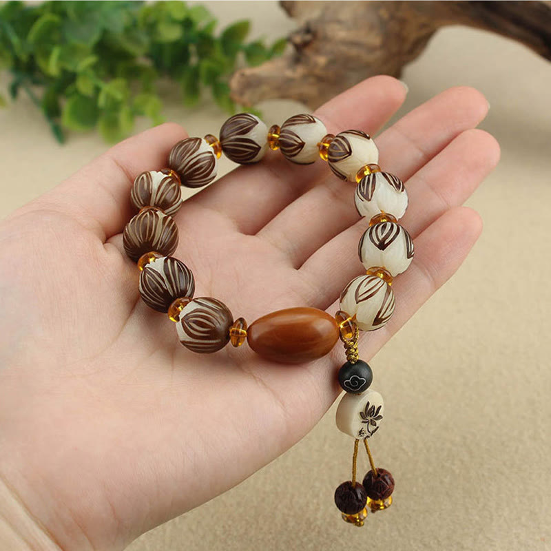 Wear FengShui Tibetan Mala White Bodhi Seed Peace Bracelet