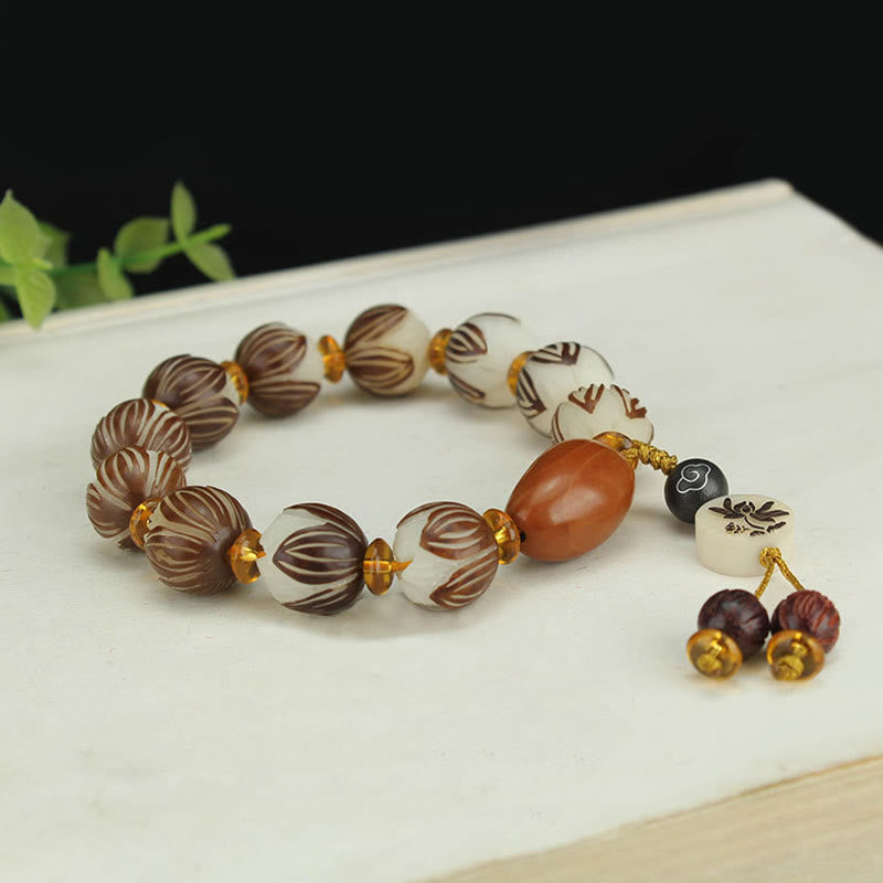 Wear FengShui Tibetan Mala White Bodhi Seed Peace Bracelet