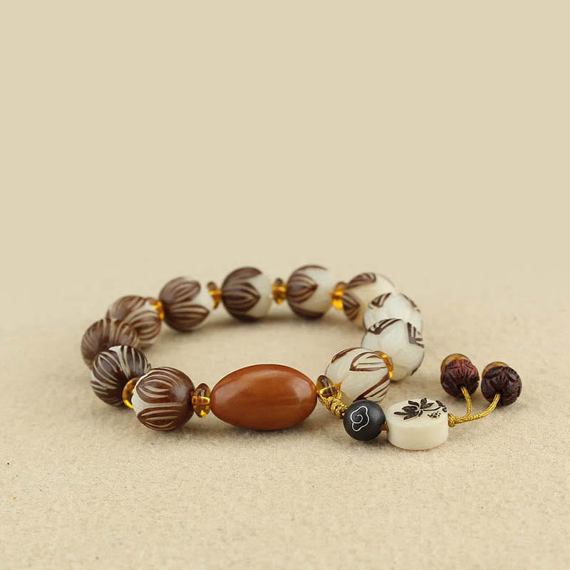 Wear FengShui Tibetan Mala White Bodhi Seed Peace Bracelet