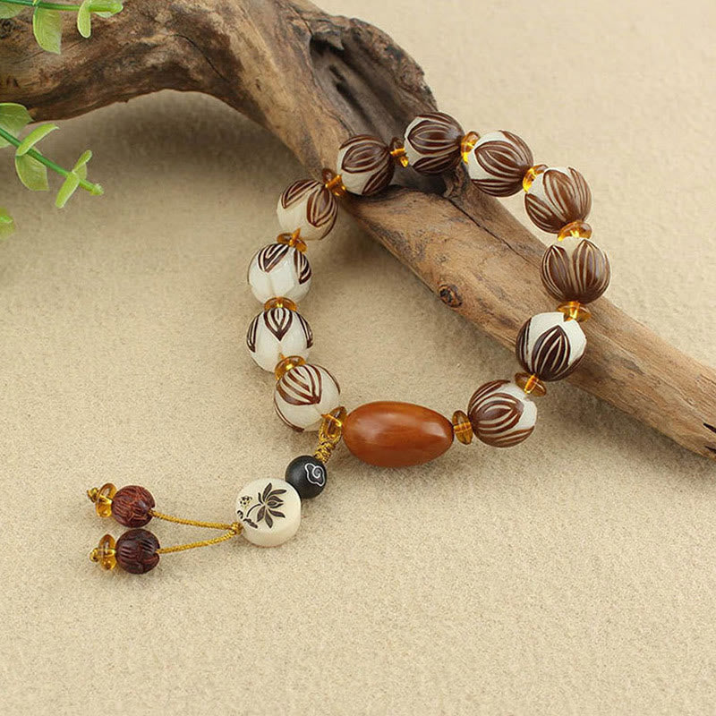 Wear FengShui Tibetan Mala White Bodhi Seed Peace Bracelet