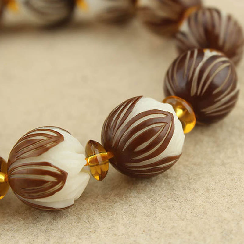 Wear FengShui Tibetan Mala White Bodhi Seed Peace Bracelet