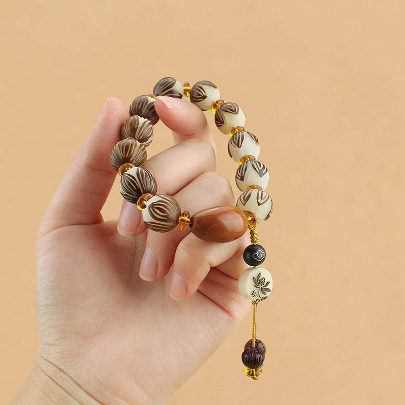Wear FengShui Tibetan Mala White Bodhi Seed Peace Bracelet