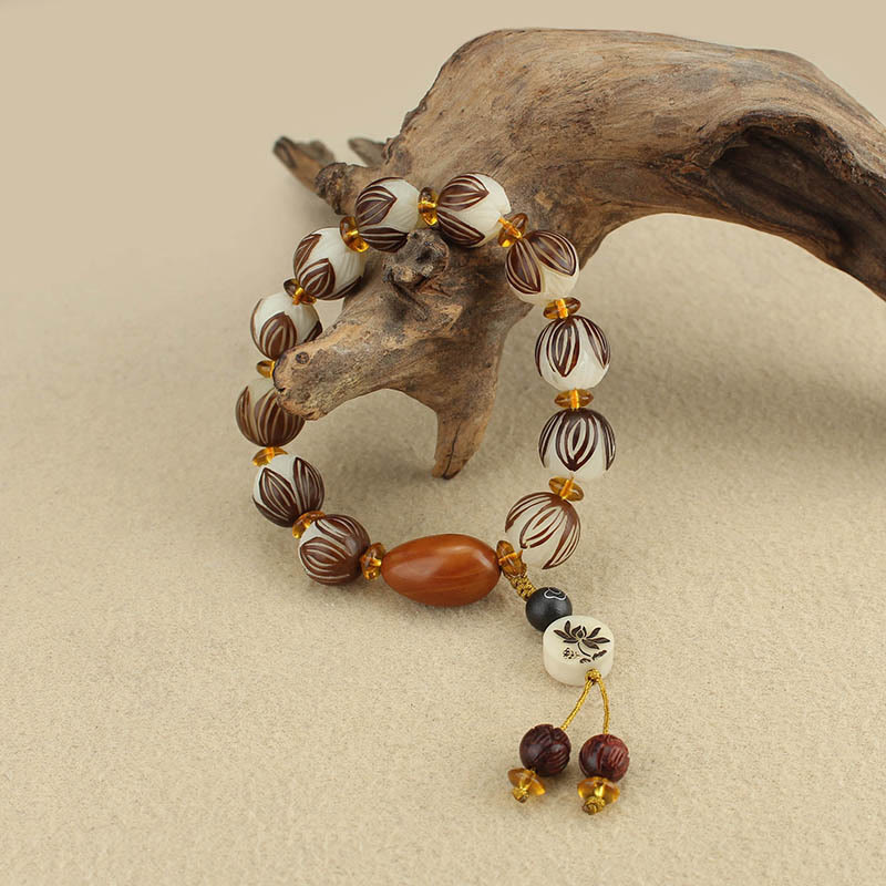 Wear FengShui Tibetan Mala White Bodhi Seed Peace Bracelet