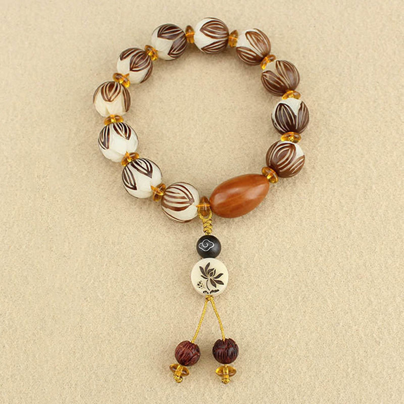 Wear FengShui Tibetan Mala White Bodhi Seed Peace Bracelet