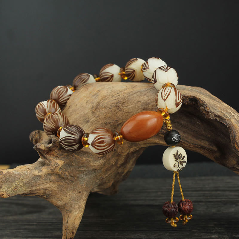 Wear FengShui Tibetan Mala White Bodhi Seed Peace Bracelet
