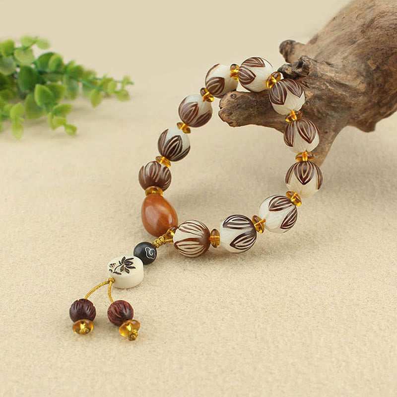 Wear FengShui Tibetan Mala White Bodhi Seed Peace Bracelet
