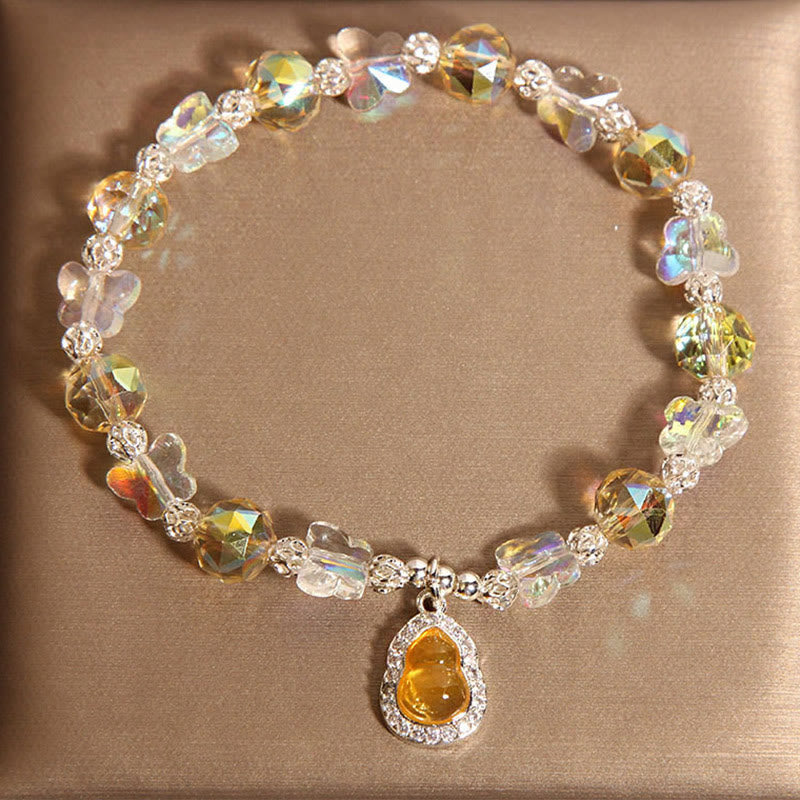 Wear FengShui Butterfly Gourd Amethyst Citrine Labradorite Balance Bracelet