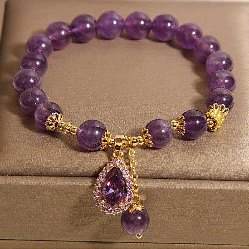 Wear FengShui Natural Amethyst Water Drop Balance Bracelet
