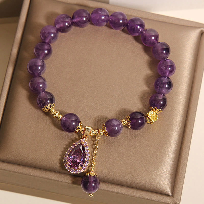 Wear FengShui Natural Amethyst Water Drop Balance Bracelet