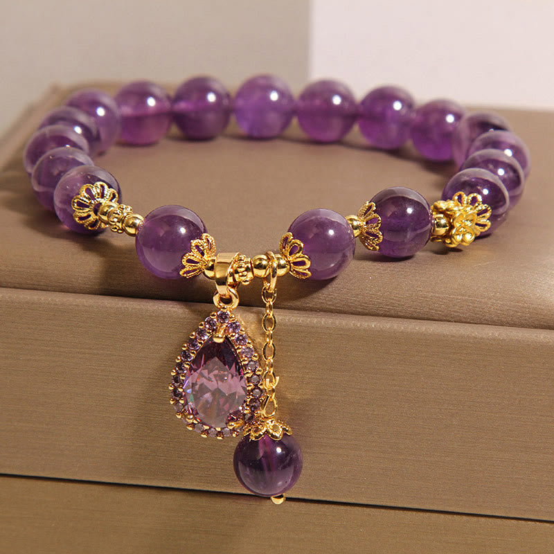 Wear FengShui Natural Amethyst Water Drop Balance Bracelet