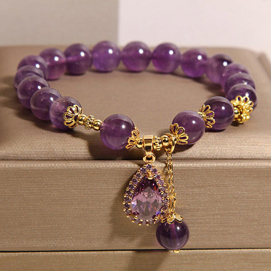Wear FengShui Natural Amethyst Water Drop Balance Bracelet