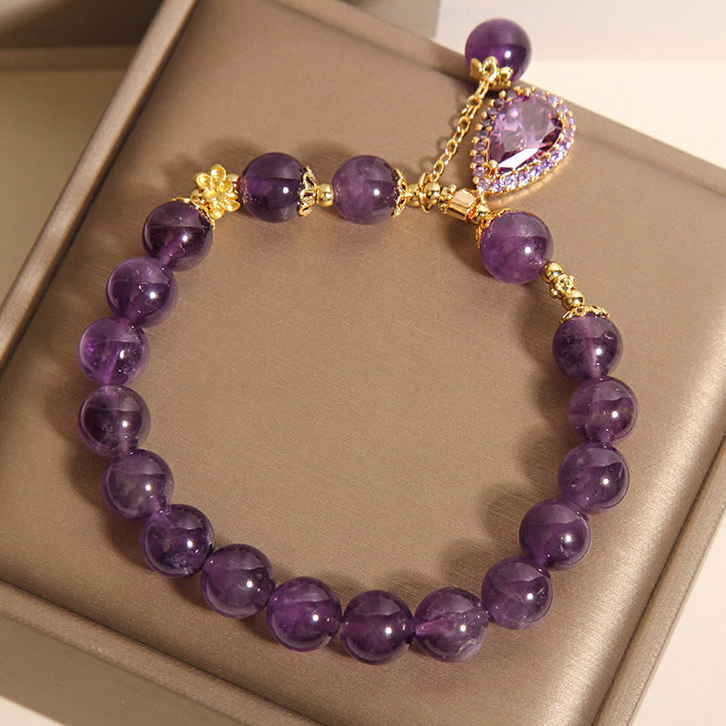 Wear FengShui Natural Amethyst Water Drop Balance Bracelet