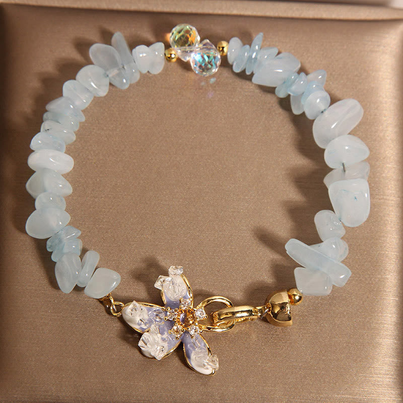 Wear FengShui Natural Irregular Gravel Amethyst Blue Crystal Wisteria Balance Bracelet