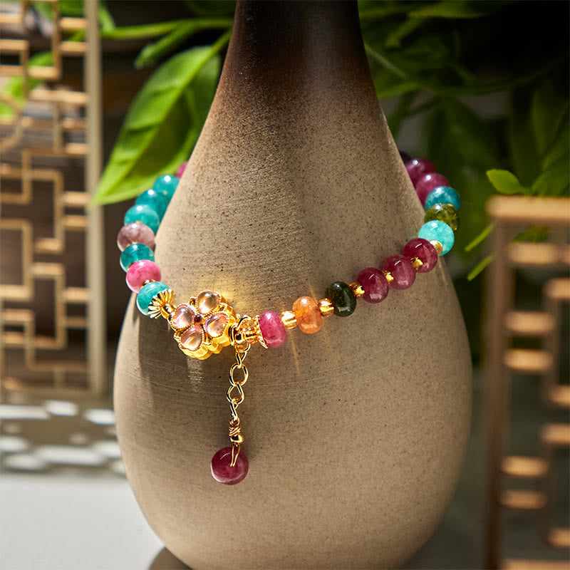 Wear FengShui Tourmaline Four Leaf Clover Flower Love Bracelet